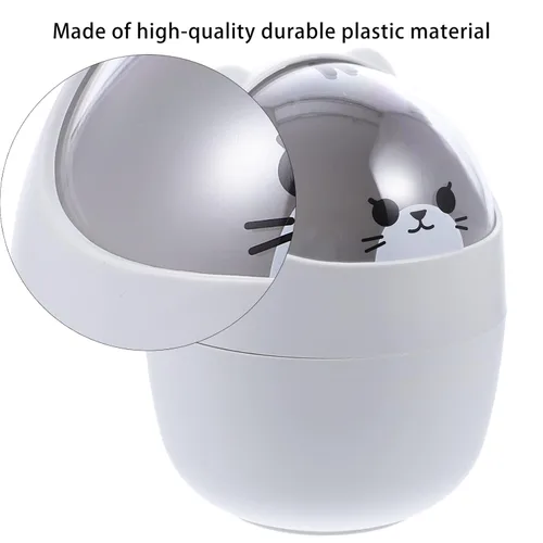 Miniatura 4 de Homoyoyo Bote de basura de escritorio de dibujos animados con tapa, lindo bote de basura de mesa de dibujos animados, mini cubo de basura kawaii