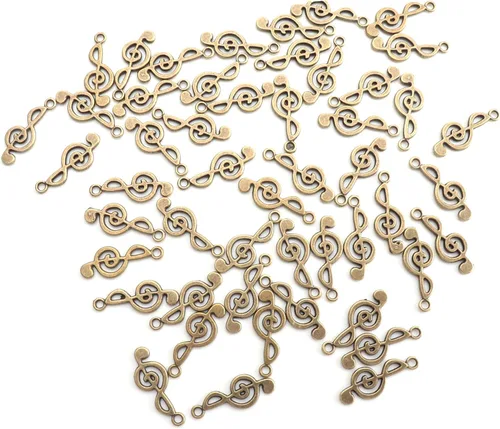 50 piezas de dijes de notas musicales de metal, símbolo de música vintage, elegante, elegante, instrumento, cuentas colgantes para manualidades,