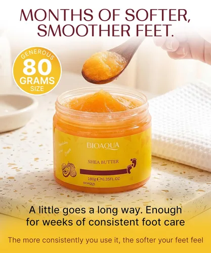 Miniatura 8 de Bioaqua Exfoliante de pies - Crema exfoliante de pedicura con aceite de karité y extractos de hierbas naturales para talones secos y ásperos