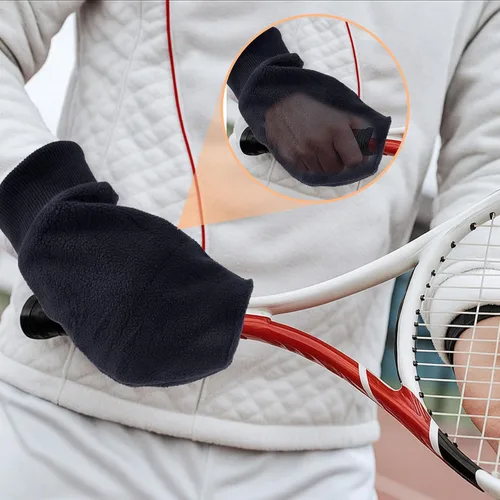Miniatura 4 de 1 par de guantes de raqueta para pickleball y raquetball en climas fríos, cálidos y ultra transpirables, puños de punto elásticos para mujeres