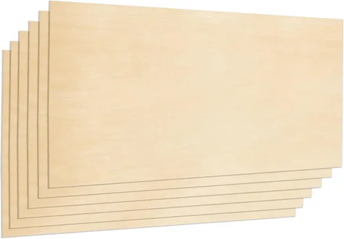 Tablero de láminas de madera contrachapada, grado A, 22 x 12 x 1/8 pulgadas, 0.118 in de grosor, paquete de 6 sin terminar para manualidades de tilo