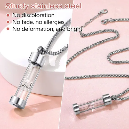 Miniatura 276 de FindChic Collares personalizados con urna para cenizas, barra vertical, gato, luna, reloj de arena, garra de perro, acero inoxidable, chapado en oro