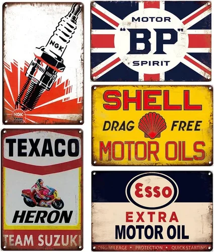 Letreros de metal vintage retro de garaje para hombres, decoración de pared, carteles de tienda de autos antiguos, letrero de estación de petróleo y