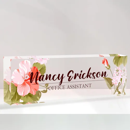 Placa de nombre de escritorio personalizada, placas de identificación acrílicas personalizadas para escritorio, accesorio de oficina para mujeres y