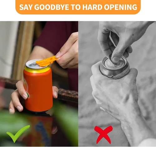 Miniatura 4 de Juego surtido de cubiertas para latas de soda y abridor de pestañas (paquete de 12) - Cubiertas de plástico para latas para mantener las bebidas