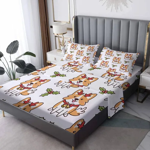 Miniatura 11 de Sábanas de Navidad tamaño individual – Sábanas de cama a rayas rojas y verdes, microfibra suave, bolsillo profundo, sábanas y fundas de almohada