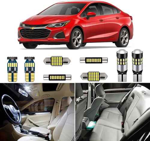 AUTOGINE Kit de 11 bombillas LED superbrillantes para interiores, paquete de 6000 K, color blanco para Chevrolet Chevy Cruze 2011, 2012, 2013, 2014,