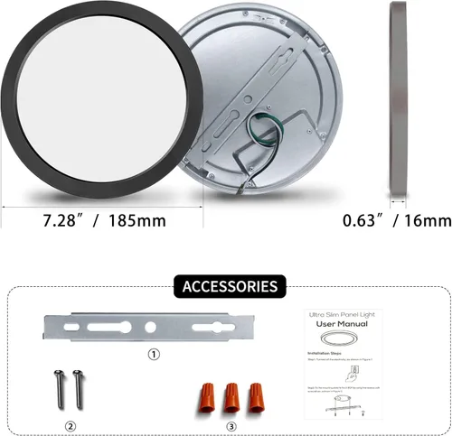 Miniatura 2 de Lámpara de techo LED de 7 pulgadas, montaje empotrado, atenuable, luz de techo plana redonda ultra delgada de 5000 K, luz diurna, lámpara de techo