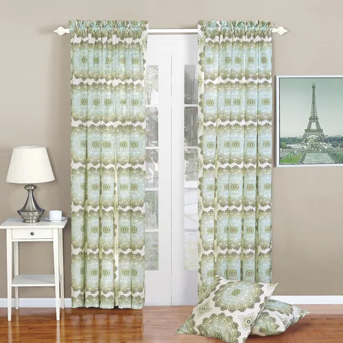 Miniatura 5 de Home Soft Things Dobson - Juego de cortinas y fundas de almohada estampadas, color azul de 70 x 84 pulgadas, juego de 2 paneles más dos fundas