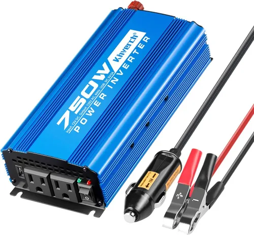Miniatura 6 de Inversor de corriente de 5000 W de 12 V a 110 V con 4 salidas de CA, 2 puertos USB para campamento/camión/RV/hogar