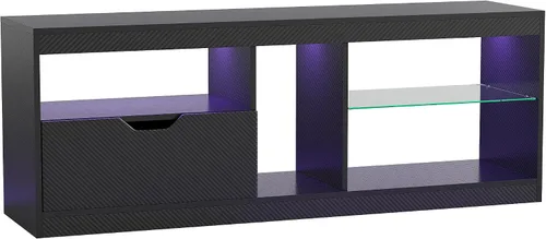 Miniatura 7 de Homall Soporte LED para TV de 65 pulgadas, moderno centro de entretenimiento con luces LED y armarios de alto brillo, mesa consola de gabinete de TV