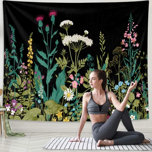 Miniatura 2 de HOMKUMY Tapiz de pared de flores, tapiz hippie bohemio, tapiz psicodélico indio para colgar en la pared, decoración del hogar, dormitorio, sala