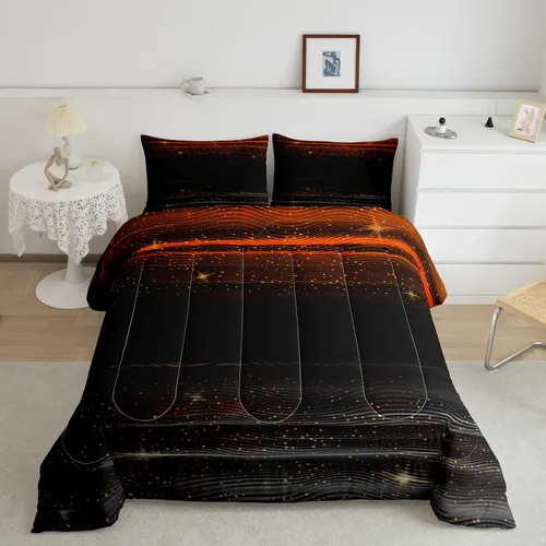 Miniatura 32 de Erosebridal Juego de ropa de cama con estampado de girasol, letras retro y flores amarillas, decoración de dormitorio, edredón de plumón de abeja