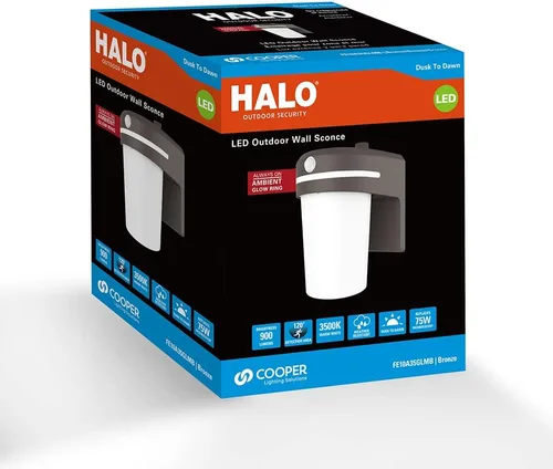 Miniatura 2 de HALO FE - Luz LED integrada equivalente a 60 W, sensor de movimiento, de bronce, luz de área del atardecer al amanecer, 3500K