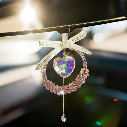 Miniatura 11 de kanpura Atrapasoles con forma de corazón de cristal Ab de 1.772 in para ventana, atrapasoles de cristal con forma de corazón, adorno colgante de Ab