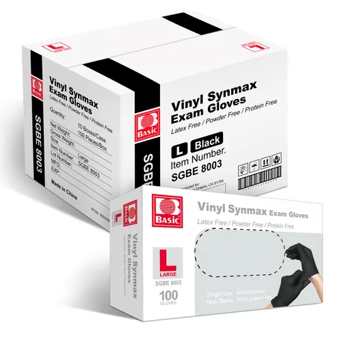 Miniatura 8 de Basic Guantes de examen de vinilo, guantes Safty de 4 mil sin látex y sin polvo, guantes médicos desechables SGBE 8001 Synmax pequeños