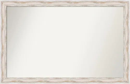 Miniatura 471 de Amanti Art Espejo de baño blanco para sobre el fregadero, 30 x 35 pulgadas, espejo de tocador rectangular estrecho de Eva de oro blanco, marco