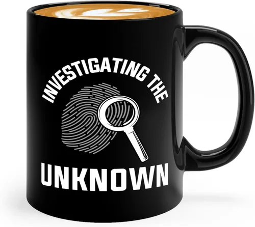 Taza de café detective de 11 onzas, color negro - Investigando lo desconocido - Oficial de policía policía patrulla detective sheriff aplicación de