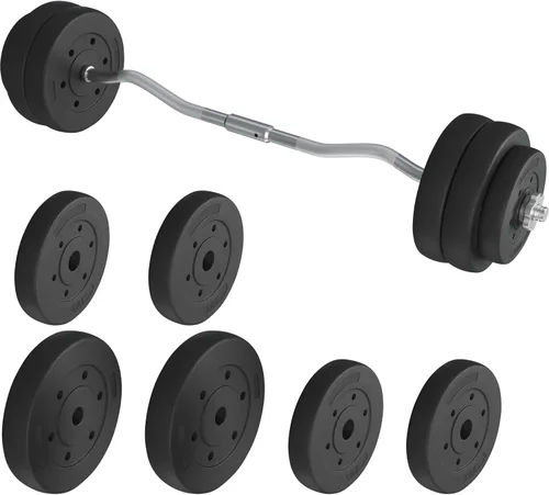 Miniatura 7 de Topeakmart Juego de pesas olímpicas de rizo para ejercicios de levantamiento de pesas con placa olímpica ajustable, juegos de pesas para el hogar
