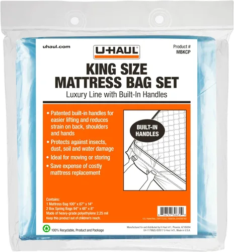 Miniatura 2 de U-Haul Juego de colchón y bolsa de somier, tamaño individual, funda protectora para mudanza y almacenamiento, 2.25 mil, incluye 1 colchón y 1 bolsa