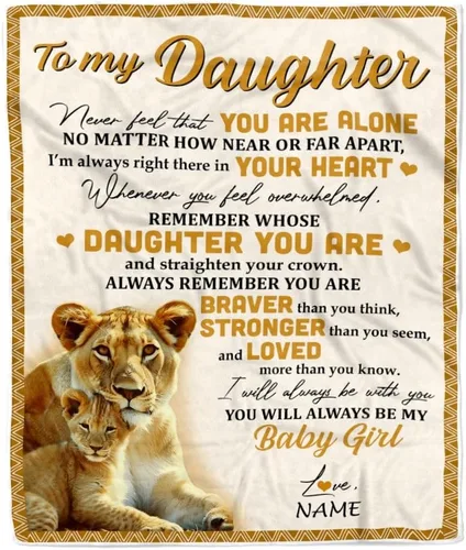 Miniatura 12 de Manta personalizada con texto en inglés «To My Amazing Daughter from Mom Dad Lion Never Forget I Love You Daughter», manta de forro polar