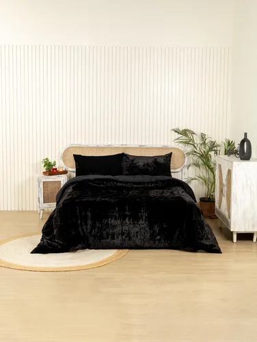 Miniatura 42 de Funda de edredón de terciopelo sólido ultra-luxe, ropa de cama boho UO, funda de colcha Donna, juego de edredón de 3 piezas, juego de cama de Azul