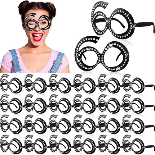 Miniatura 9 de Huwena 24 Pairs Birthday Glasses Number Crystal Frame Costume Sunglasses Novelty Eyewear Photo Booth Props Party Favors