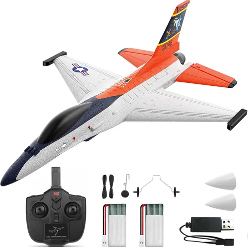 Miniatura 11 de DEERC 4CH Avión RC sin escobillas, avión de control remoto de ciencia ficción con luces LED RTF, juguetes de aviones acrobáticos, estabilizador