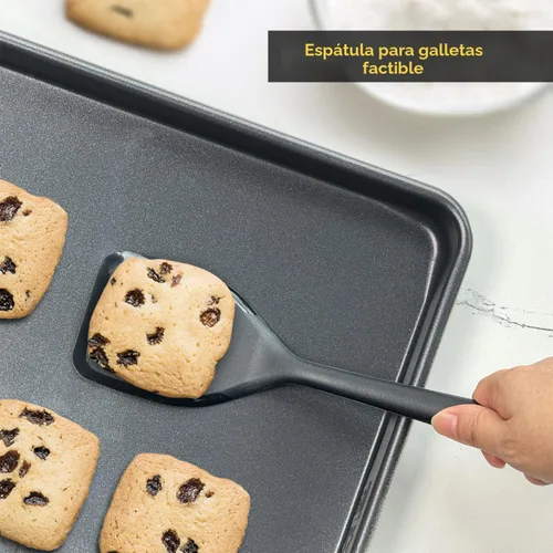 Miniatura 9 de Juego de espátulas de silicona, espátulas de silicona resistentes al calor de 315°C, espátula para voltear para cocinar, utensilios de cocina Negro