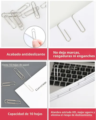 Miniatura 4 de PAPERPAL Clips de papel para oficina, escuela y uso personal, #1 Clip de papel antideslizante (1-2/7"), 600 clips de papel medianos