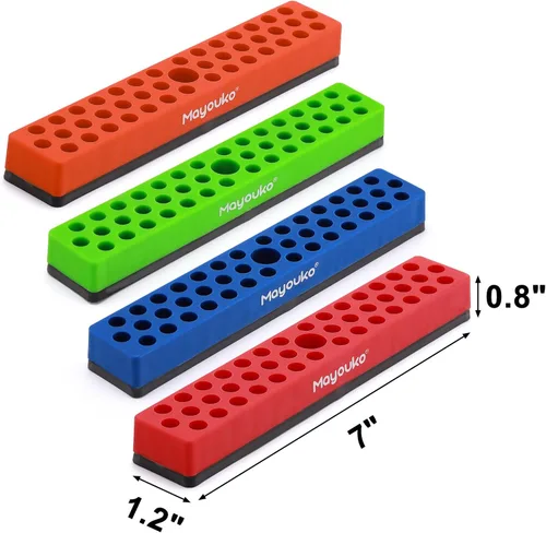 Miniatura 3 de Mayouko 6 soportes magnéticos hexagonales de 1/4 pulgadas, 258 agujeros, soporte para brocas de 1/4 pulgadas, 6 estantes, soporte magnético