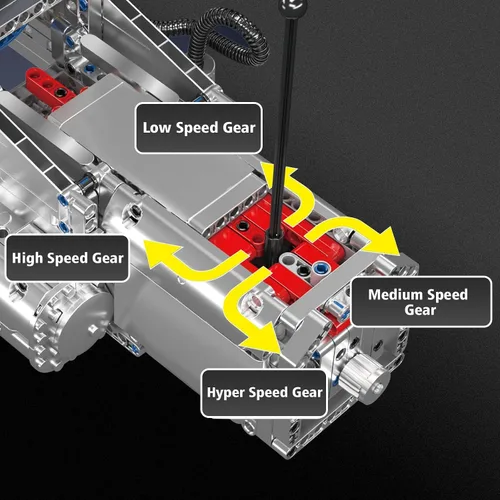 Miniatura 4 de Mould King 10214 Juego de construcción de modelo de motor de transmisión de 4 velocidades, proyecto de montaje mecánico de 2177 piezas con caja