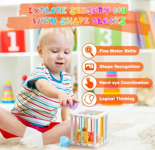 Miniatura 2 de Juguetes para bebés de 6 a 12 meses, juguete Montessori 7 en 1 para niños de 6-9-12-18 meses con juguete de cuerda de tirar, juguetes sensoriales