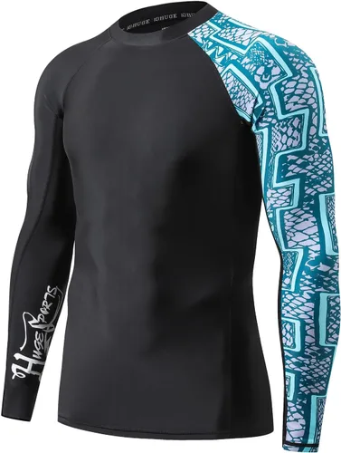 Miniatura 10 de HUGE SPORTS Camiseta de protección contra erupciones de manga larga para hombre UPF 50+ con protección UV, de secado rápido, con costuras de Bosque
