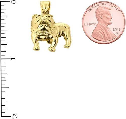 Miniatura 3 de Collar con colgante de bulldog de oro amarillo de 10 quilates con cadena