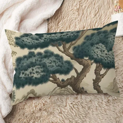 Miniatura 13 de ArogGeld Funda de cojín lumbar asiática de estilo chinoiserie, de lino marrón, pájaro y flor, funda de almohada asiática para sala de estar, A-6