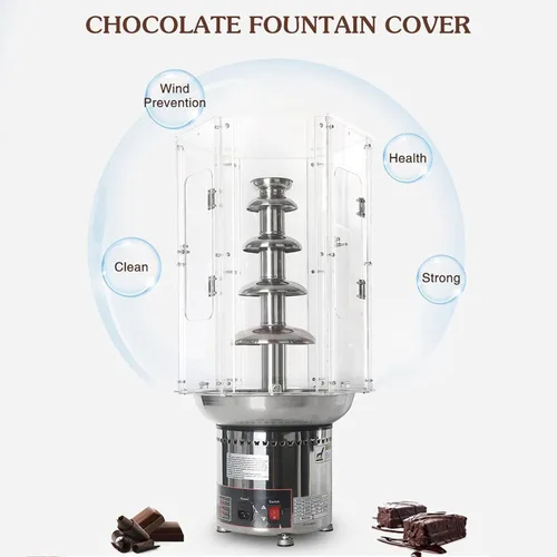 Miniatura 3 de Máquina de fuente de chocolate con cubierta antipolvo de acrílico transparente de plástico con control de temperatura, máquina de cascada de 4