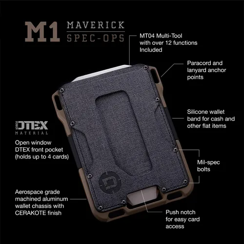Miniatura 3 de Dango - Cartera M1 Maverick de aluminio mecanizado CNC, bloqueo RFID, fabricada en Estados Unidos