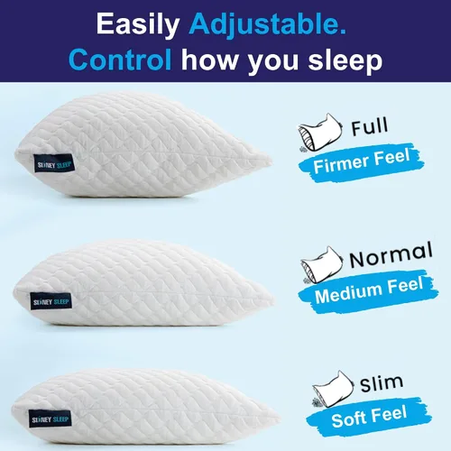 Miniatura 2 de Sidney Sleep Almohadas curvas ajustables para soporte de cuello y hombros con relleno extra triturado, almohada de contorno cervical para personas