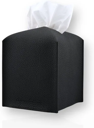 Miniatura 30 de Soporte para caja de pañuelos de piel sintética de alta calidad, elegante funda de caja de pañuelos estilo hotel para decoración del hogar, oficina
