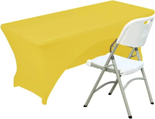 Miniatura 11 de Funda de mesa de poliéster ajustada de 4 pies con spandex, cubierta de mesa elástica, protector de mesa con parte trasera abierta - Negro