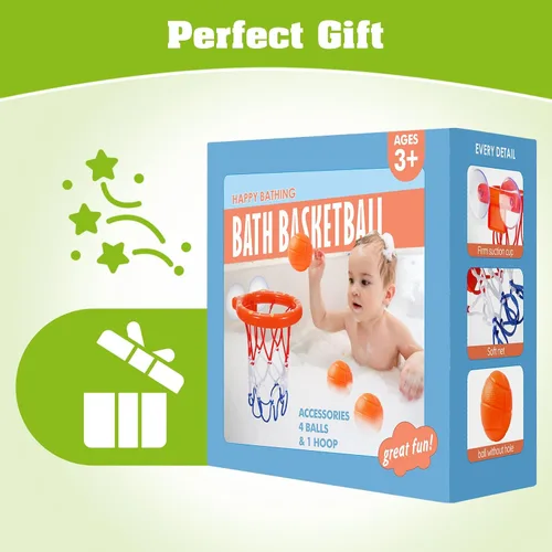 Miniatura 11 de KSABVAIA Juguetes de baño, aro de baloncesto para bañera para niños pequeños, juguetes de baño, juguetes de ducha para niños de 4 a 8 años, aro