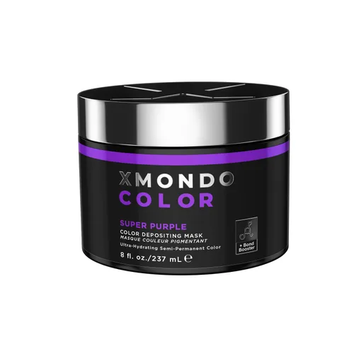 XMONDO Color Super Purple Depositing Mask y tinte morado semipermanente, infundido con tecnología Bond Booster y ácido hialurónico para nutrición,