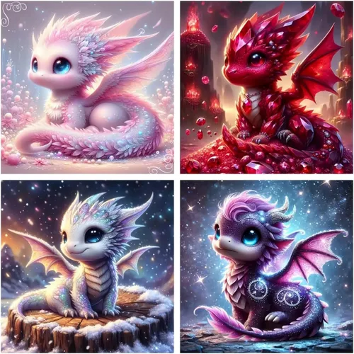 Miniatura 10 de Acelii Paquete de 6 kits de pintura de diamantes de dibujos animados 5D para niños principiantes, lindos animales, kit de arte de diamantes
