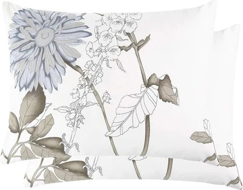 Wake In Cloud - Fundas de almohada florales, 100% tela de algodón, estilo vintage floral shabby chic de granja botánica, juego de 2 fundas de