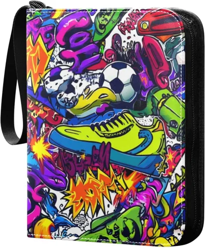 OTVEE Carpeta de tarjetas con 4 bolsillos, soporte para 400 tarjetas con 50 mangas, carpeta de colección de tarjetas, soporte para libros de béisbol