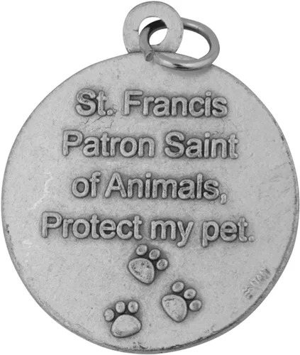 Miniatura 2 de Medalla tradicional católica de San Francisco (medalla de mascota de San Francisco, redonda), Metal