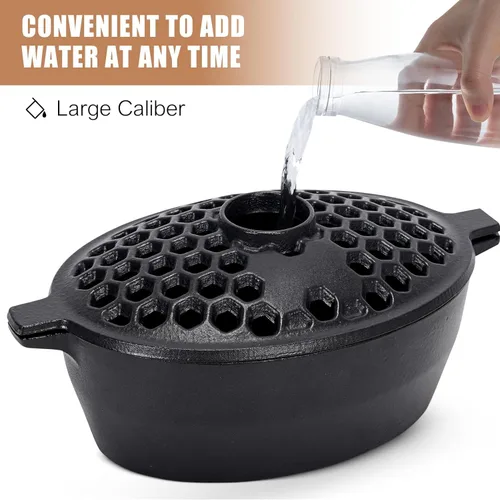 Miniatura 5 de G GOOD GAIN Vaporizador de estufa de leña, humidificador de estufa de hierro fundido con parte superior de apertura grande Olla ovalada