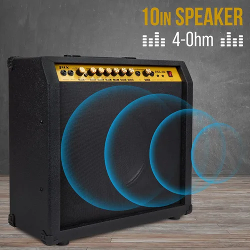 Miniatura 4 de LyxPro Amplificador de guitarra eléctrica de 20 W, altavoz incorporado, conector para auriculares y entrada auxiliar que incluye ganancia, graves