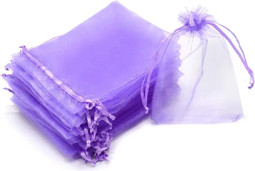 Miniatura 11 de Dealglad 100pcs Drawstring Organza bolsas de joyería caramelo para fiestas, casamientos, regalos Amarillo